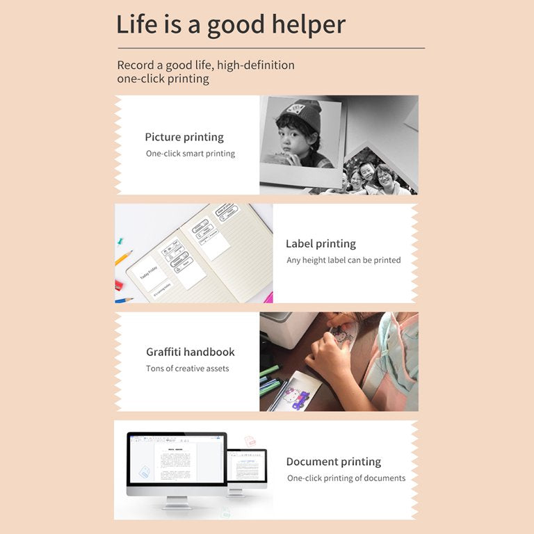 Mini Bear-Themed Thermal Printer | Wireless, Inkless, Portable Printer for Photos, Notes