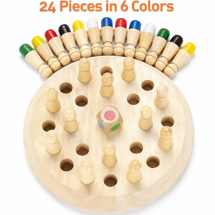 Wooden Memory Chess Matching Game – Family Board Game & Montessori Educational Toy for Kids and Adults