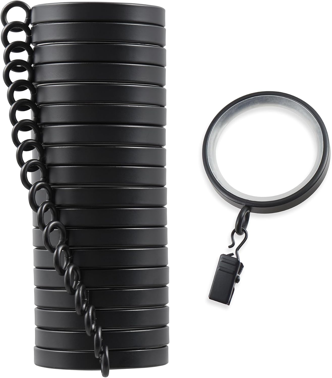 Heavy-Duty Luxury Metal Curtain Rings | Smooth Glide & Quiet Design (18-Pack)