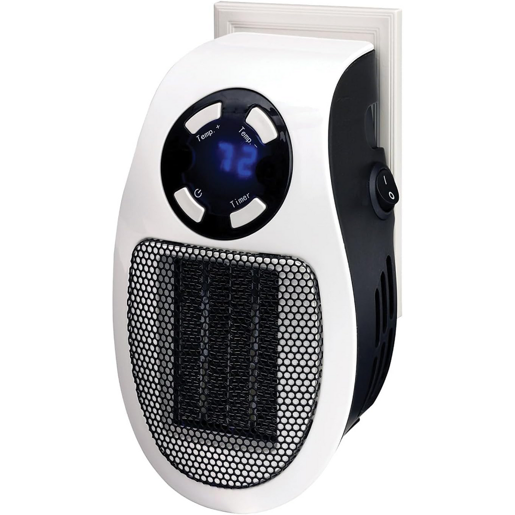 350W Plug-In Wall Heater – Compact Personal Space Heater with Digital Control (White)