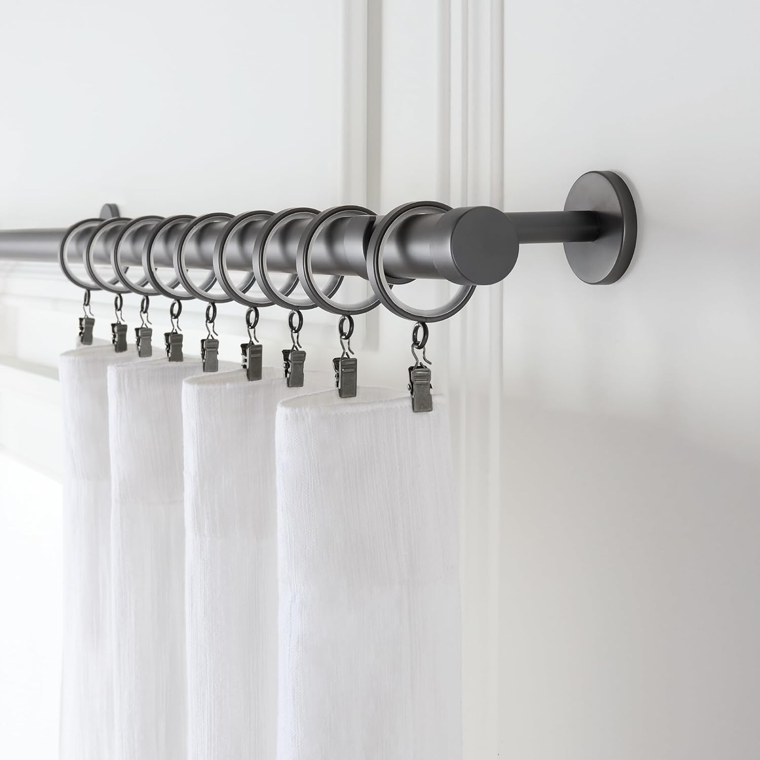 Heavy-Duty Luxury Metal Curtain Rings | Smooth Glide & Quiet Design (18-Pack)
