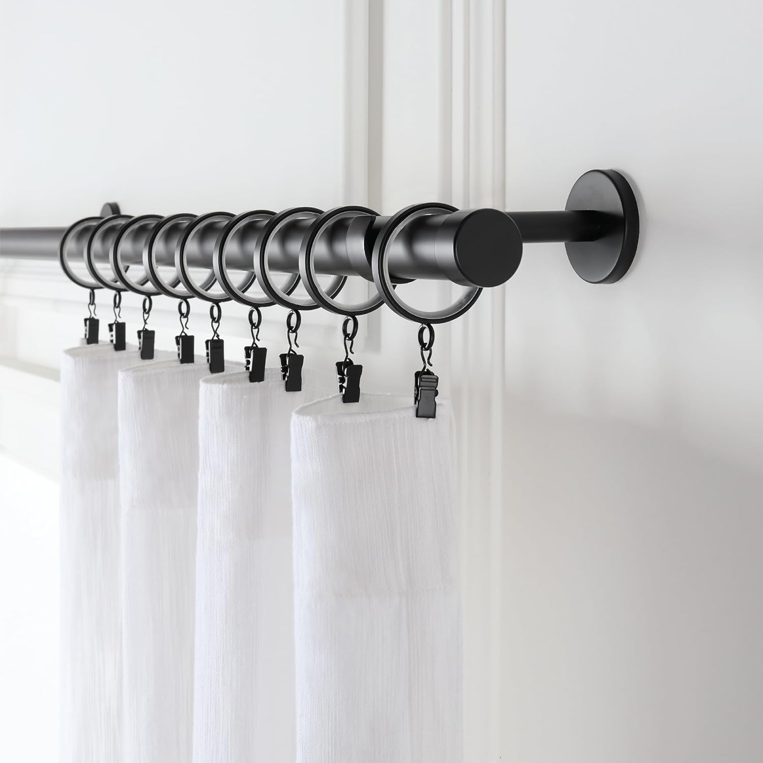 Heavy-Duty Luxury Metal Curtain Rings | Smooth Glide & Quiet Design (18-Pack)