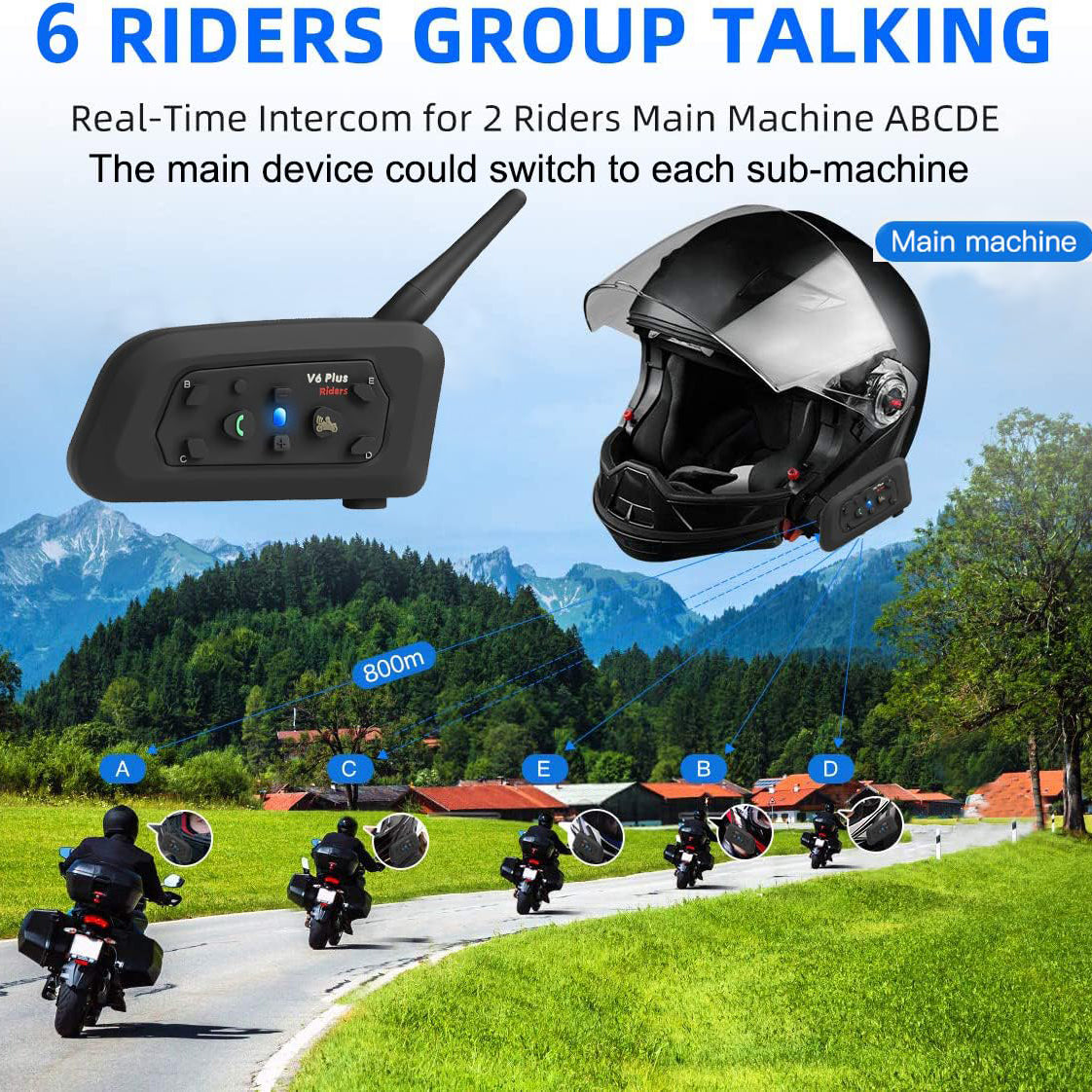 Motorcycle Intercom Headset Speakers – 1200m Bluetooth Motorcycle Helmet Communication System