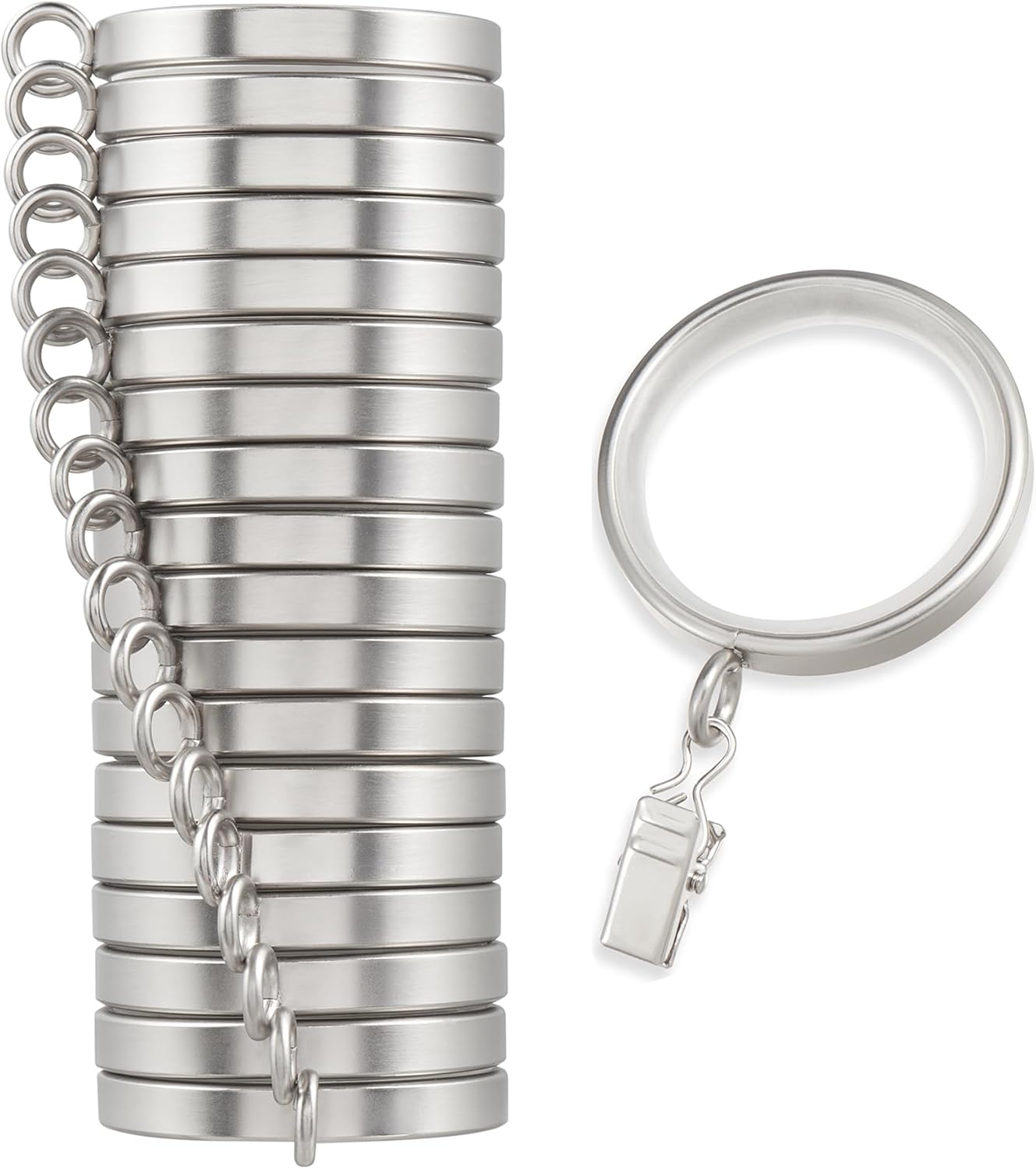 Heavy-Duty Luxury Metal Curtain Rings | Smooth Glide & Quiet Design (18-Pack)