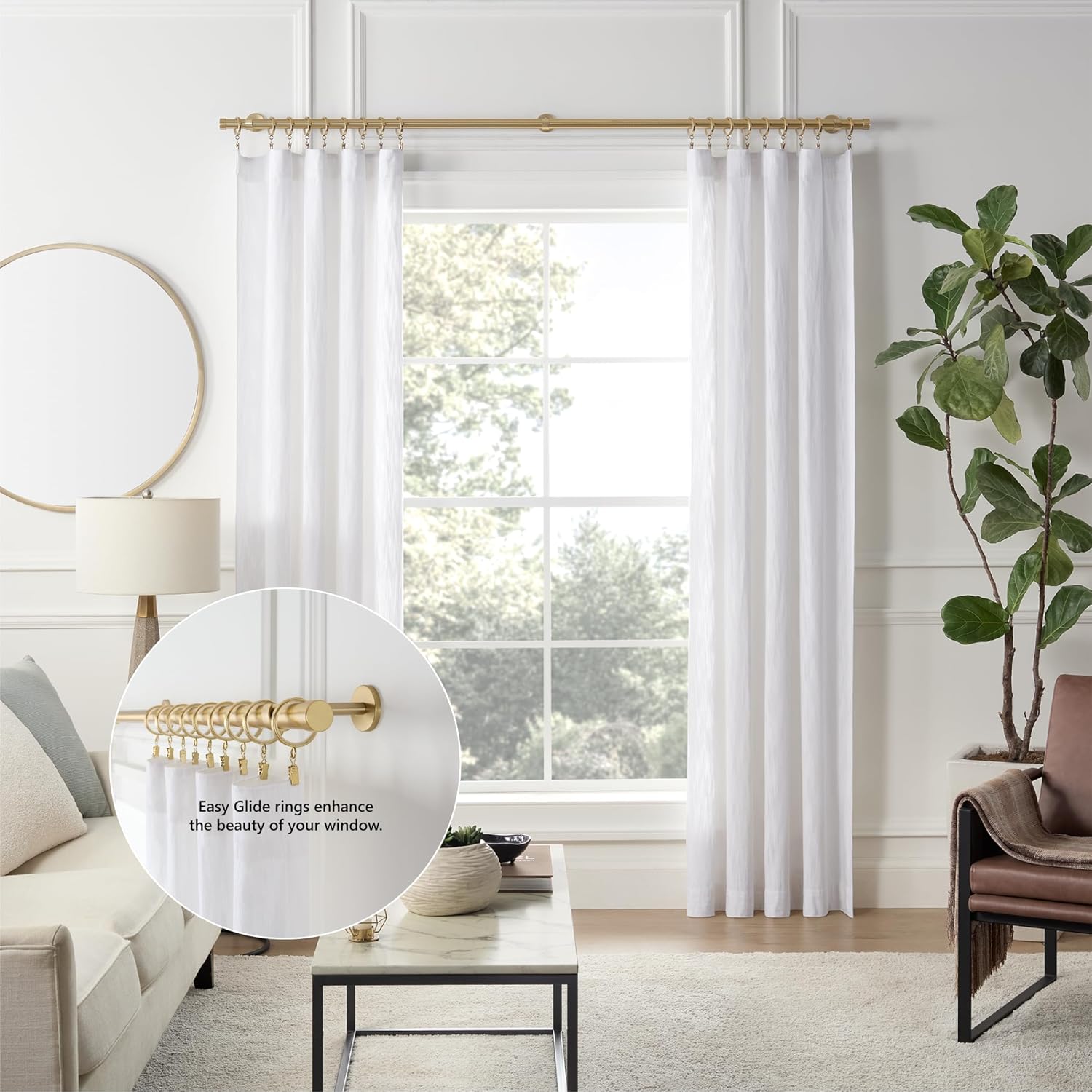 Heavy-Duty Luxury Metal Curtain Rings | Smooth Glide & Quiet Design (18-Pack)