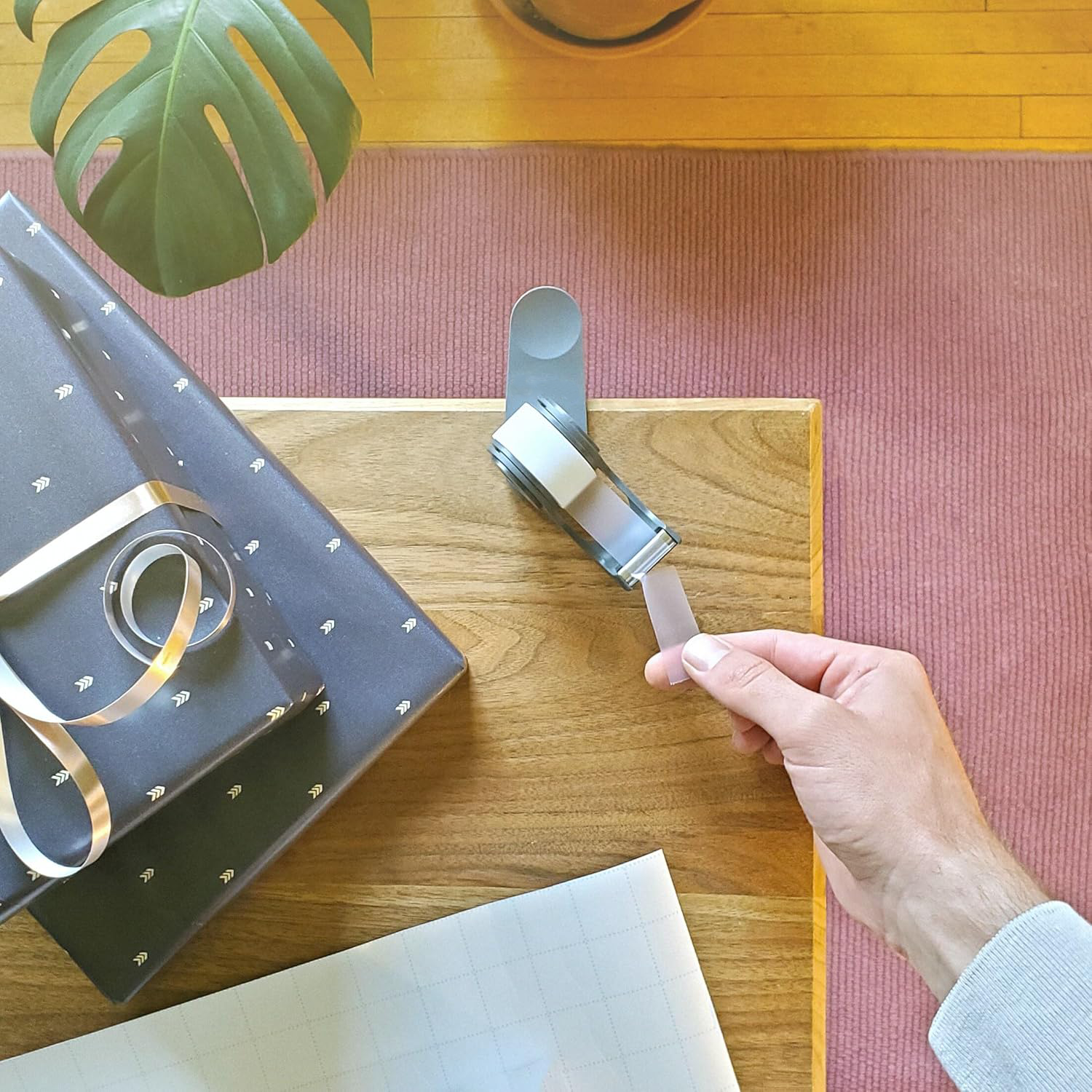 Clip-On Rotating Tape Dispenser – Space-Saving Desk Mount Design