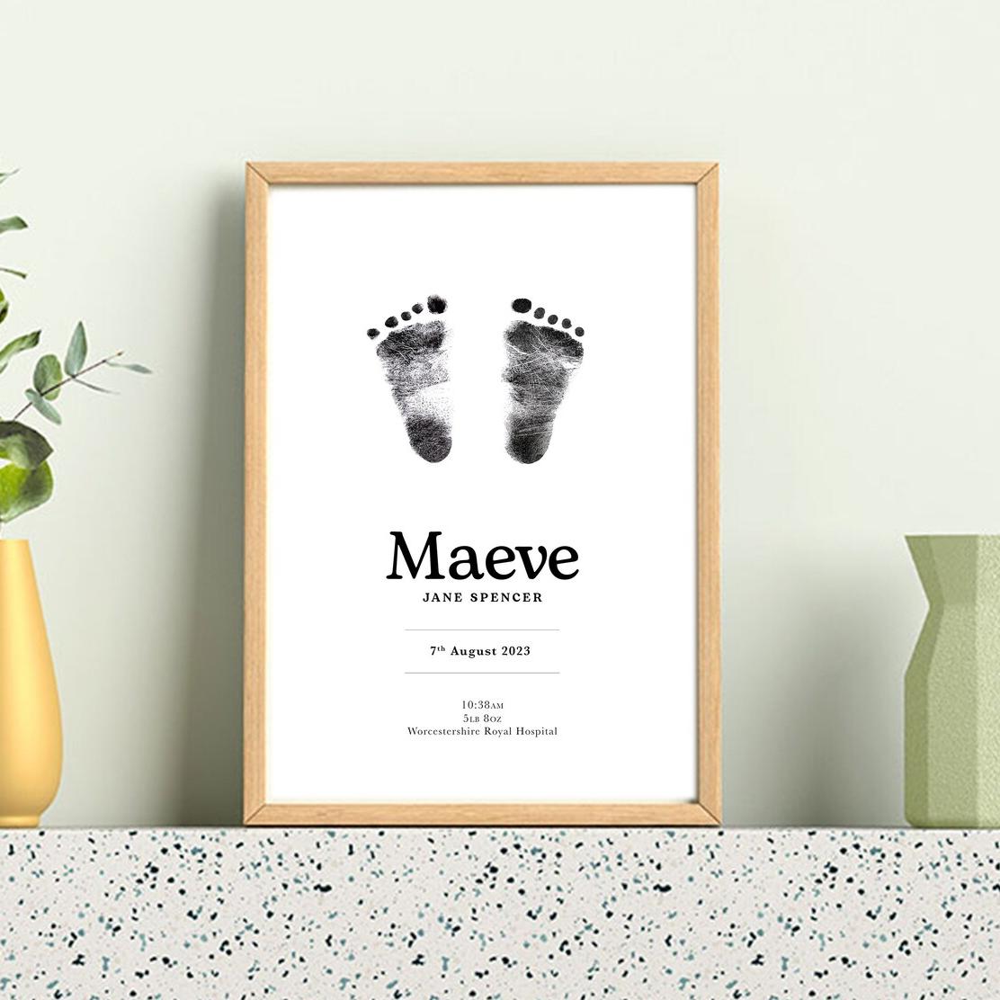 Personalized Baby Footprint Keepsake – Inkless Hand & Footprint Kit (A4)