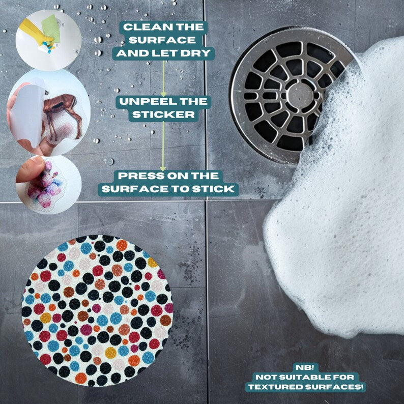 ANTI-SLIP STICKERS, 20 pcs Colorful Polka Dot Pattern, Alternative To Bath Mat, Aesthetic Non Slip Safety Decals For Bathtub, Shower, Tiles