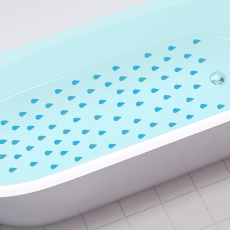 Boho Blue Raindrop Bathtub Stickers – 6 Sheets / 72 PCS Non-Slip Decals