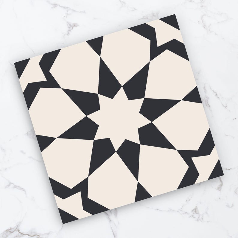 Peel and Stick Star Geometric Tile Stickers | Anti-Skid for Floors | Kitchen & Bathroom Wall Backsplash Vinyl Decals | Removable