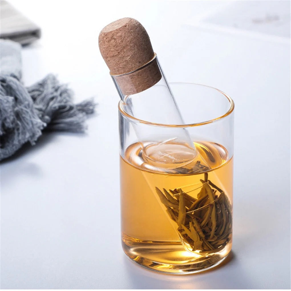 Glass Tube Loose Leaf Tea & Herb Infuser with Cork Stopper