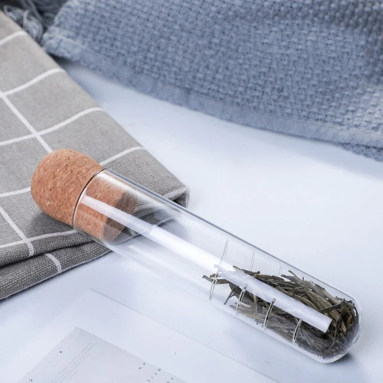 Glass Tube Loose Leaf Tea & Herb Infuser with Cork Stopper