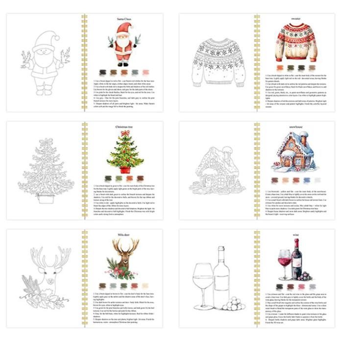 Christmas Watercolor Exercise Coloring Book (Winter) – Beginner Festive Painting Practice