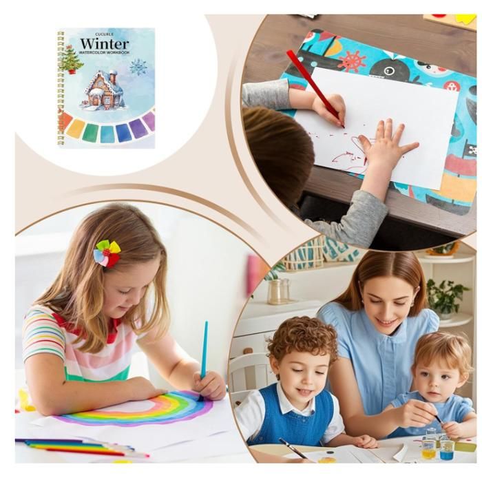 Christmas Watercolor Exercise Coloring Book (Winter) – Beginner Festive Painting Practice