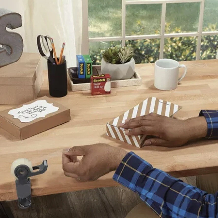 Clip-On Rotating Tape Dispenser – Space-Saving Desk Mount Design