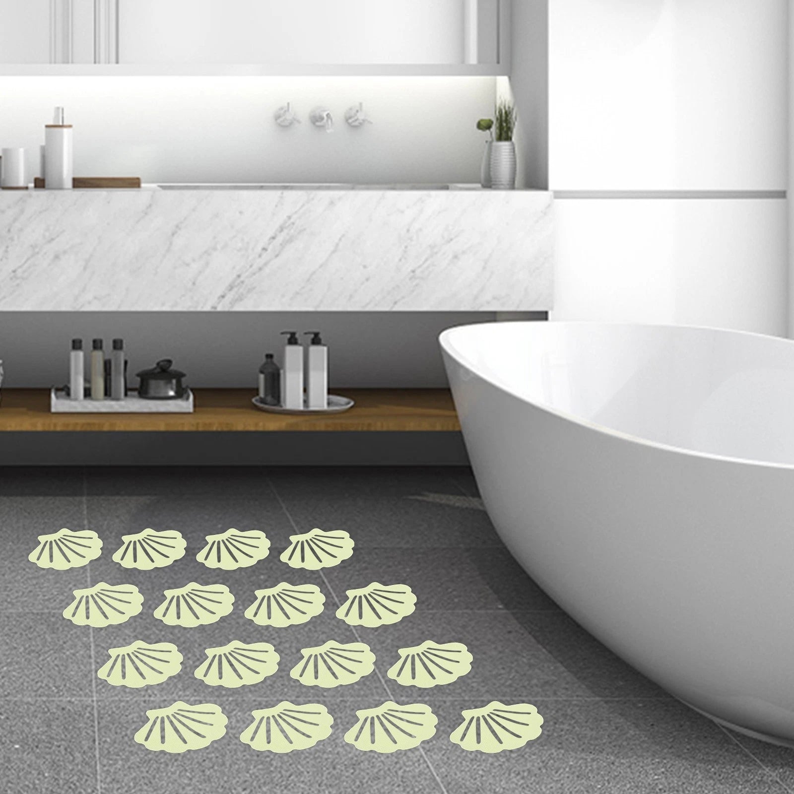 Shell Shape Non Slip Bath Stickers 12PCS for Bathroom and Kitchen Safety