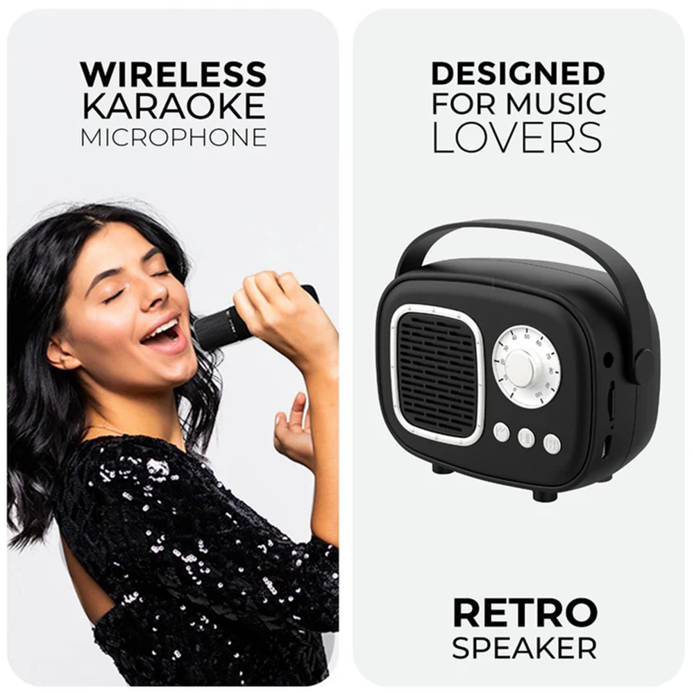 Retro record player with microphone